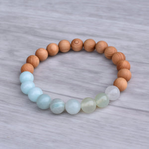 Sea Breeze - Gemstone & Cedar Wood Bracelet