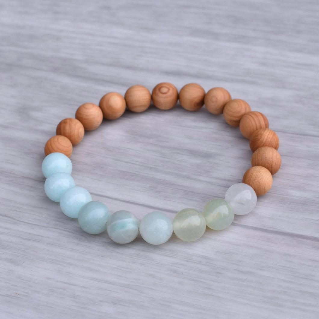 Sea Breeze - Gemstone & Cedar Wood Bracelet