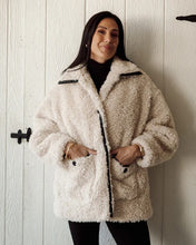 Load image into Gallery viewer, Sherpa Jacket w/ Leather Trim - Cream - Brunette The Label