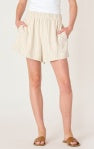 Trouser Shorts - White/Tan Stripe