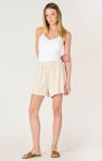 Trouser Shorts - White/Tan Stripe