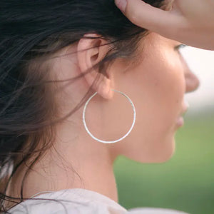 Sterling Silver Hammered Hoops