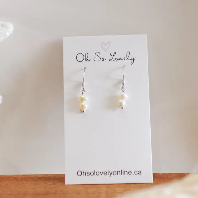 Dainty Saylor Fresh Water Pearl Earrings Silver - Oh So Lovely