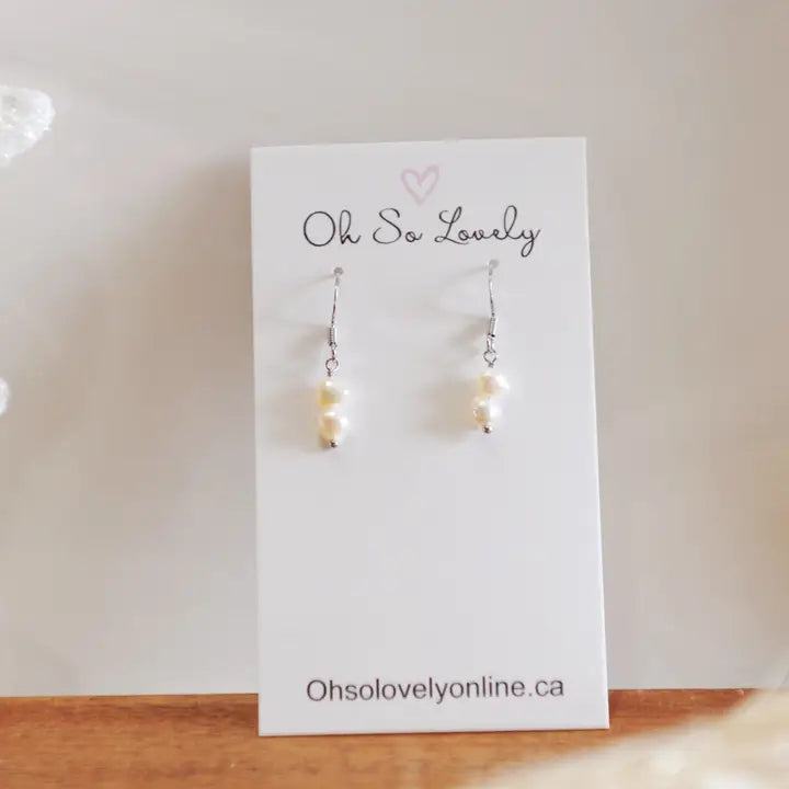Dainty Saylor Fresh Water Pearl Earrings Silver - Oh So Lovely