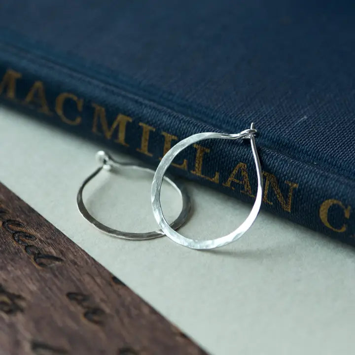 Small Hammered Silver Hoops