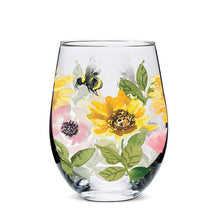 Load image into Gallery viewer, Sunflowers and Bees Stemless Wine Glass - Abbott