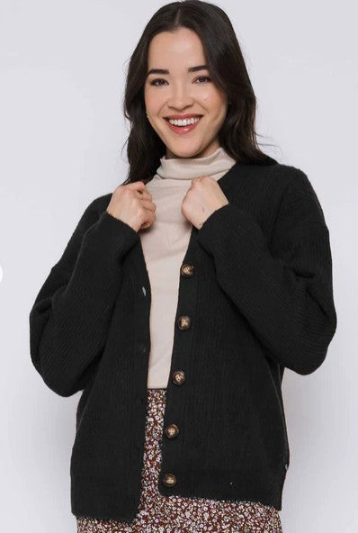 Chrys Ridded Cardigan - Black