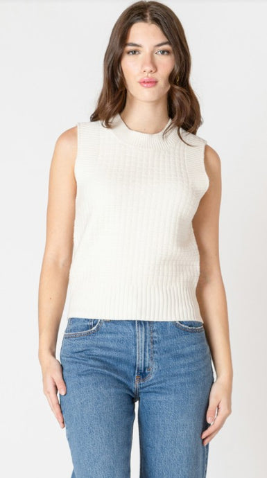 Textured Stitch Sweater Tank - Cream