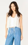 Tie Front Eyelet Top - White