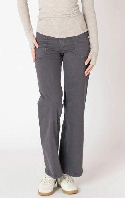 Straight Leg Twill Pants - Dark Charcoal