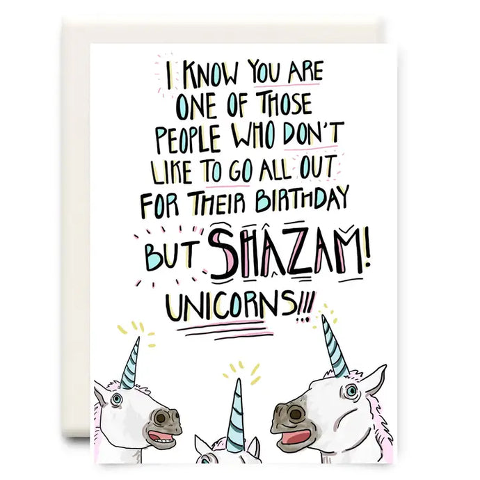 Shazam! Unicorns! Birthday Card