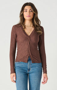 Cocoa Textured Twist Front Top