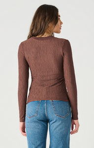 Cocoa Textured Twist Front Top