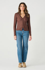 Cocoa Textured Twist Front Top