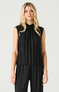 Sleek Mockneck Pleated Top