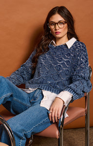 Indigo Crochet Sweater