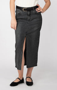 Black Wash Denim Skirt