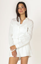 Load image into Gallery viewer, Textured Cotton Button Up Blouse - Off White