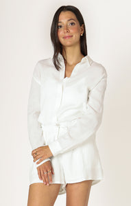 Textured Cotton Button Up Blouse - Off White