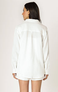 Textured Cotton Button Up Blouse - Off White