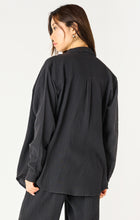 Load image into Gallery viewer, Textured Cotton Button Up Blouse - Black