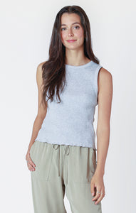 Waffle Knit Tank Top - Grey