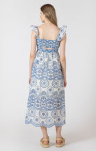 Load image into Gallery viewer, Cutout Embroidered Dress - Cream/Blue