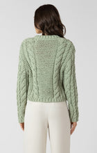 Load image into Gallery viewer, Floral Button Cable Cardigan - Sage