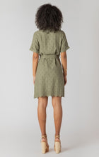 Load image into Gallery viewer, Linen Belted Eyelet Mini Shirt Dress - Sage