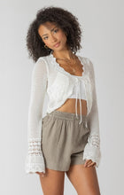 Load image into Gallery viewer, Tie Front Crochet Cardigan - Cream