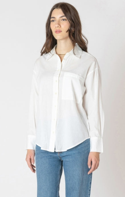 Textured Button Front Shirt - White