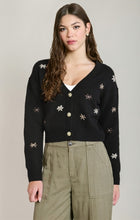 Load image into Gallery viewer, Embroidered Flower Cardigan - Black