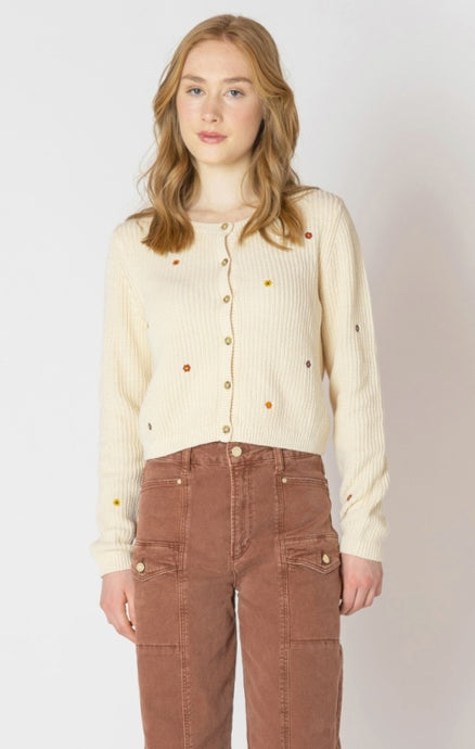 Embroidered Crewneck Cardigan - Floral