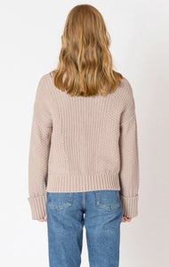 Cuffed Sleeve Textured Cardigan - Warm Taupe