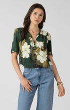 Load image into Gallery viewer, Button Front Ruffle Trim Blouse - Palm Blossom