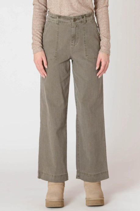 Straight Leg Pants - Army Green