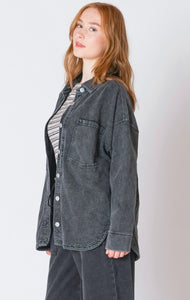 Knit Denim Jacket - Washed Black