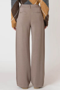 Wide Leg Knit Trouser - Dark Taupe