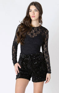 Stretch Lace Top - Black