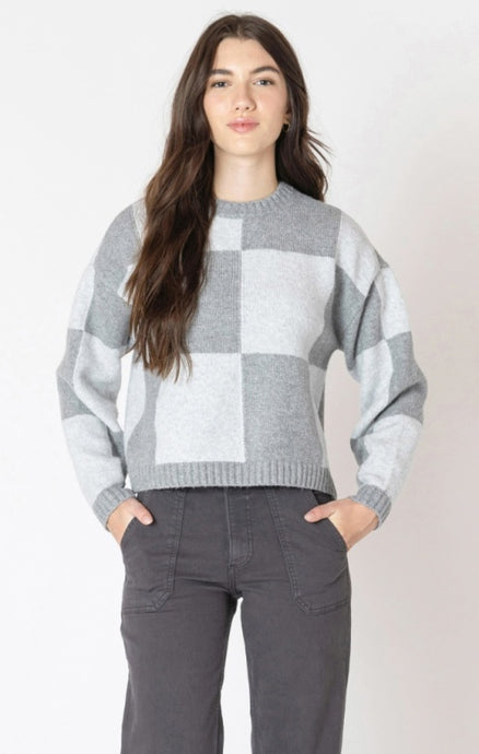 Colorblock Sweater - Grey/White Block