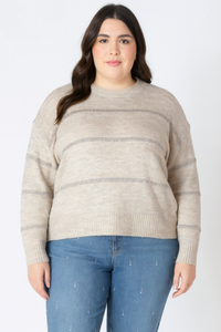 Sequin Stripe Sweater - Oat