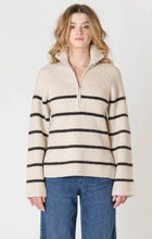 Load image into Gallery viewer, Half Zip Longline Sweater - Oat/Black/Stripe