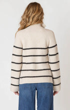 Load image into Gallery viewer, Half Zip Longline Sweater - Oat/Black/Stripe