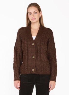 CHOCOLATE CABLE KNIT CARDIGAN