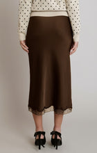 Load image into Gallery viewer, Satin Lace Skirt - Chocolate Brown