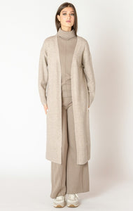 Longline Open Cardigan - Oatmeal Grey