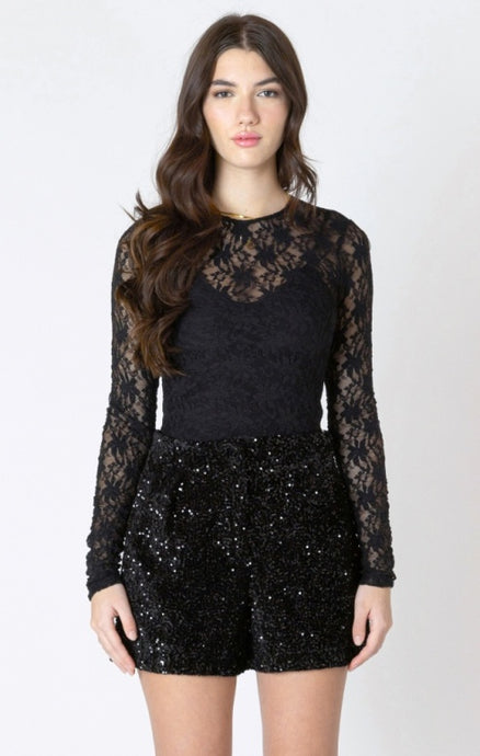 Stretch Lace Top - Black