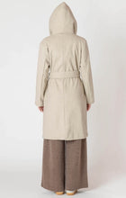 Load image into Gallery viewer, Belted Hooded Coat - Stone