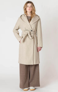 Belted Hooded Coat - Stone