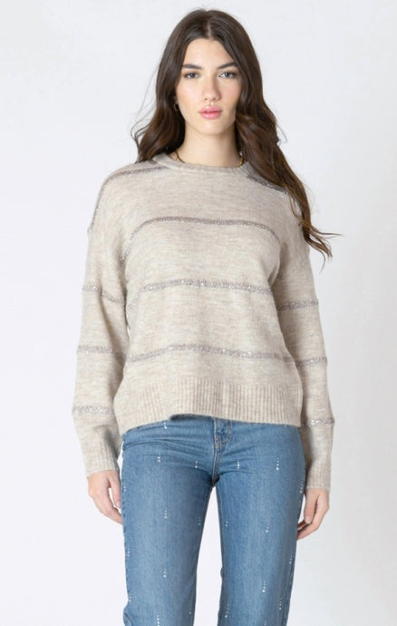 Sequin Stripe Sweater - Oat
